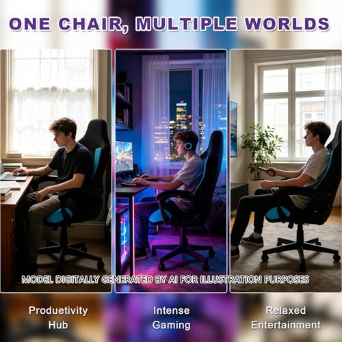 Gaming Chair Covers Only,Stretchable Fit Thick Breathable Mesh | Cat Scratch Proof,Scratch Resistant,Soft,Gaming Chair Seat Cover with 2Pcs Armrest Slipcovers(Black-blue,Style 1) - color: Black-blue, size: Style 1