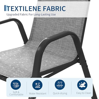 Garvee Patio Chairs Set of 4, Stackable Chairs with High Back for Backyard | All-Weather Outdoor Dining Chairs with Textilene Fabric (Grey) - color: Grey