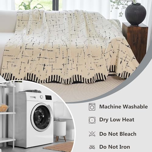Sherpa Fleece Couch Cover for 2 Cushion Sofa, Beige, 71" x 118" – Pet Proof Sofa Covers, Heavy Duty, Scratch Resistant, Pet Friendly Furniture Cover – Easy Install, Machine Washable - color: Stripe 2 White, size: 71" x 118"
