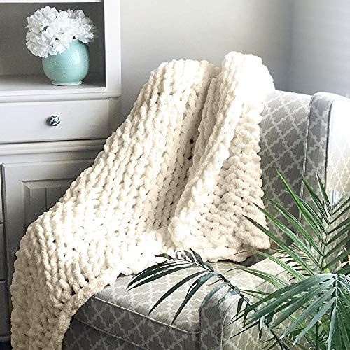 Handmade Chunky Knit Blanket Hot Pink, Knitted Blankets Chunky Soft Cozy Chenille Casual 6CM Wide Knitted Warm Knitting Throw for Bedroom Decor Chair Sofa Pet Mat-24x24inch - color: Hot Pink, size: 24x24inch