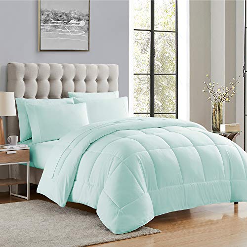 Sweet Home Collection RV Short Queen Comforter Set for RV Camper - Comforter Set with Fitted & Flat Sheet, 4 Pillowcases - Tailored for RV Short Queen Beds - Cozy Essentials for Your RV Bedroom, Aqua - color: Aqua, size: RV Short Queen
