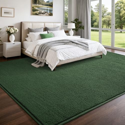 Nuttumico Large Modern Area Rugs for Bedroom Living Room, 4x6 Feet Dark Green Rug, Thickened Memory-Foam Indoor Carpets, Minimalist Rug for Boys Girls, Non-Slip and Washable - color: Deep Green, size: 4' X 6' (Rectangular)