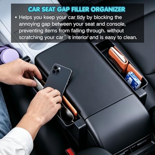 2-in-1 Car Steering Wheel Desk & Seat Gap Organizer Filler Tray | Foldable Adjustable Height Car Desk for Laptop Computer Tablet, Eating - Portable Table for Car Workstation Truck SUV Tesla