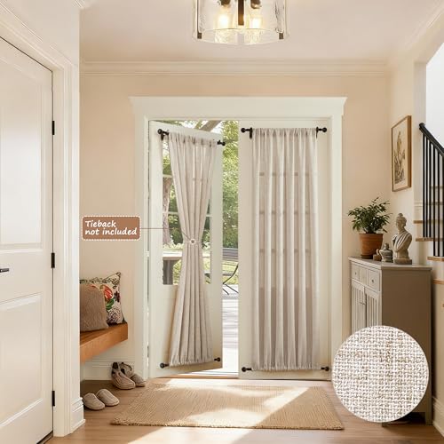 Tollpiz Linen Door Curtain Doorway Semi Sheer Curtains Closet Light Filtering Drapes Dual Rod Pocket Boho Window Curtain for Room Divider, 25 x 72 inches Long, Natural, 1 Panel - color: Natural, size: 25"W x 72"L (Pack of 1)
