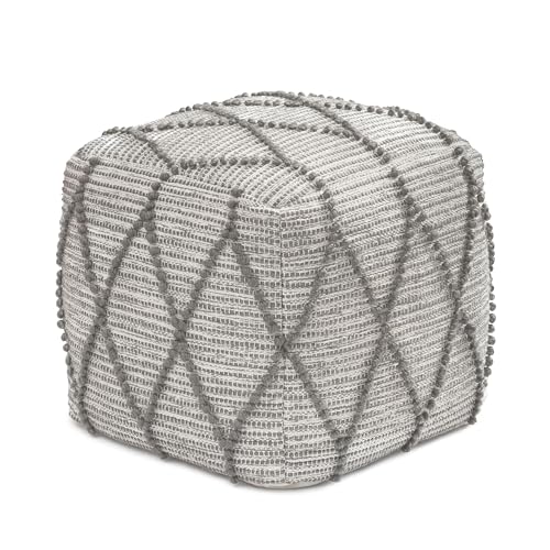 Anji Mountain Pouf Ottoman Foot Rest, Handmade Ottoman Pouf, Comfortable Foot Stool, Decorative Floor Seating for Living Room Decor, Bedroom & Home Décor Accent - Warm Gray - color: Warm Gray