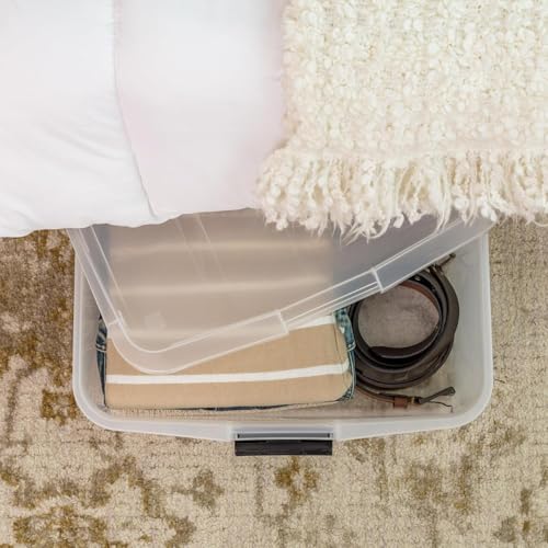 IRIS USA 3-Pack, 33 Qt. Under Bed Storage Bin with Lids, Clear | Store seasonal clothing, shoes, blankets, linens and household essentials neatly under beds to maximize storage space - style: 33 Qt. Short - 3 Pack
