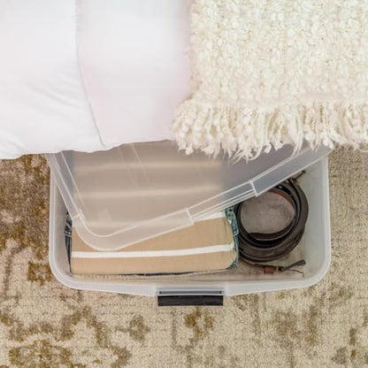 IRIS USA 3-Pack, 33 Qt. Under Bed Storage Bin with Lids, Clear | Store seasonal clothing, shoes, blankets, linens and household essentials neatly under beds to maximize storage space - style: 33 Qt. Short - 3 Pack