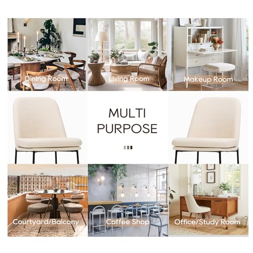COLAMY Upholstered Dining Chairs Set of 2, Modern Dining Room Chairs with Curved Back and Metal Legs, Dinner Chair Kitchen Chairs for Dining Room and Living Room, Beige - color: Beige-f, size: Set of 2