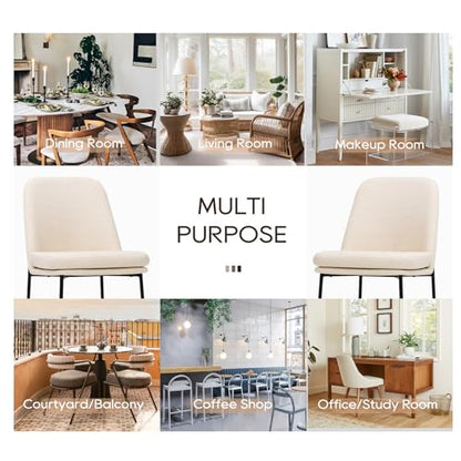 COLAMY Upholstered Dining Chairs Set of 2, Modern Dining Room Chairs with Curved Back and Metal Legs, Dinner Chair Kitchen Chairs for Dining Room and Living Room, Beige - color: Beige-f, size: Set of 2