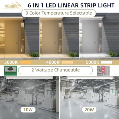 2FT Tri-Level Motion Sensor LED Linear Strip Emergency Stairwell Light w/Remote, CCT 10W/20W Selectable 125lm/W, Battery Backup, 30K/40K/50K, Dimmable 2 Foot Commercial Shop Ceiling Light Fixture, ETL