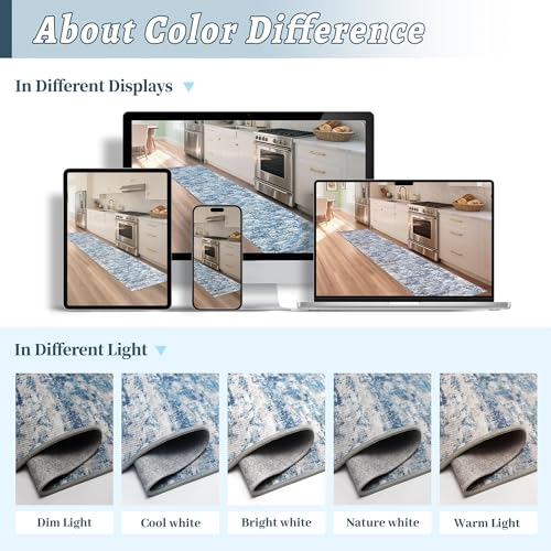 Entryway Runner Rug 2x4ft,Non Slip Carpet Runner,Ocean Blue | Machine Washable Runner Rug with Silicone Backing; Stain Resistant Surface for Entryways, Kitchens and High Traffic Areas - color: Abstract- Ocean Blue, size: 2' x 4' (Runner)