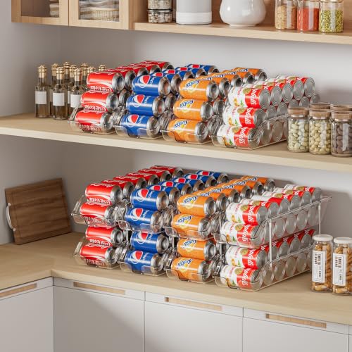 Stackable Soda Can Organizer for Pantry or Fridge, Holds 24 Cans | Heavy-Duty, Clear PET, Space-Saving Drink Organizer, Gravity Rolling, Pop can & Food can Dispenser/Storage/Container - size: 1 Pack