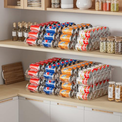 Stackable Soda Can Organizer for Pantry or Fridge, Holds 24 Cans | Heavy-Duty, Clear PET, Space-Saving Drink Organizer, Gravity Rolling, Pop can & Food can Dispenser/Storage/Container - size: 1 Pack