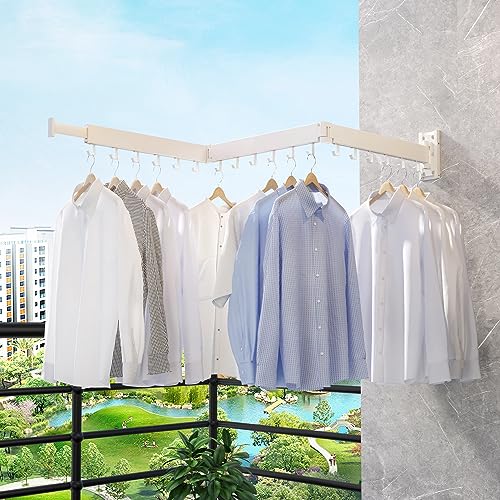 ZdwCyl Clothes Drying Rack,Laundry Space Saver Wall Mounted,Retractable,Collapsible(Tri-Fold), White Color Rack Clothing - color: White-basic