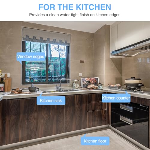2 Rolls Caulk Tape Self Adhesive, Bathroom Waterproof White Caulking Sealant Strip Peel & Stick Wallpaper Floor Tile Toilet Tub Sink Backsplash Kitchen Wall Decor, Easier to Use Than Silicone Caulk - style: White