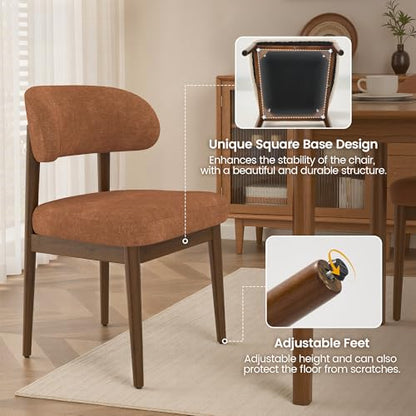 Wooden Dining Room Chairs Set of 2, Modern Upholstered Velvet Kitchen Chairs with Ergonomic Curved Back, Farmhouse Dining Side Chair with Solid Wood Frame for Kitchen Room, Brown - color: Umber