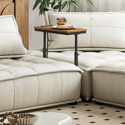 TUTOTAK End Table with Charging Station, Side Table, Tall Couch Table | Sofa Table, for living Room, Bedroom, Brown TB01BB084 - color: Brown, size: 1 Pack, style: With Plug