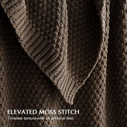EVERGRACEHOME Chunky Chenille Knit Throw Blanket, 108x92, Cocoa Brown | Sculpted Moss Stitch, Chic Modern Farmhouse, All-Season Warmth, OEKO-TEX® Certified, Oversized King for Couch, Bed, Sofa - color: Cocoa Brown, size: 108" X 92"