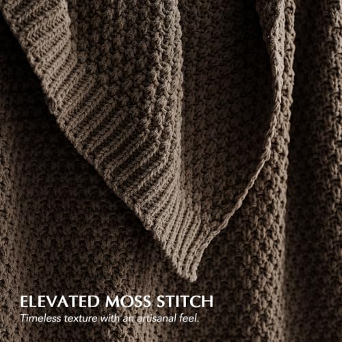 EVERGRACEHOME Chunky Chenille Knit Throw Blanket, 90 x 90, Cocoa Brown | Sculpted Moss Stitch, Chic Modern Farmhouse, All-Season Warmth, OEKO-TEX® Certified, Oversized Queen for Couch, Bed, Sofa - color: Cocoa Brown, size: 90" X 90"