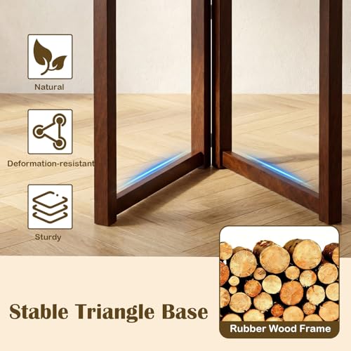 GOFLAME Folding Dining Table for 2 People, 31.5” Triangle Kitchen Table with Rubber Wood Legs, Space Saving Dinner Table for Dining Room, Apartment, Breakfast Nook, Small Space, Walnut - color: Walnut