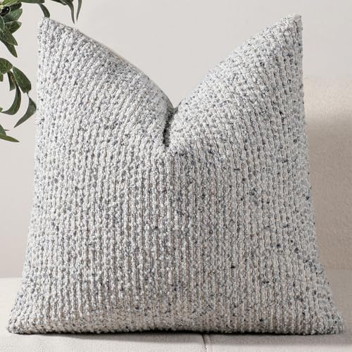 18x18 Blue Throw Pillow Cover Textured Boucle Striped Chic Morden Boho Accent Farmhouse Square Decorative Couch Pillow Cover for Home Decor Bed Sofa Living Room - color: Blue, size: 18" x 18" (Pack of 1)