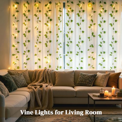 DomeStar Vines with Light for Bedroom, 300 LED Fairy Lights with Vines | Curtain String Lights with Remote for Dorm, Wedding, Party, Wall, Indoor, Outdoor Home Decor - style: 1pack-green vine-100Ft LED