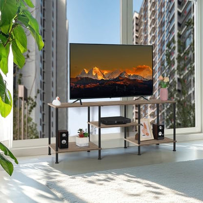 50 inch TV Stand for Living Room Small Entertainment Center with Storage Shelf & Power Outlets, Modern Farmhouse TV Console Table Media Cabinet for Bedroom, Rustic Grey - color: Rustic Grey