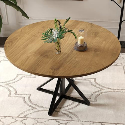 GarveeHome 47 Inch Round Dining Table for 4- Brown/Only Table | Circle Dinner Tables for Kitchen, Dining Room, Living Room, Meeting Room, Apartment - color: Brown