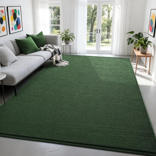 Nuttumico Large Modern Area Rugs for Bedroom Living Room, 4x6 Feet Dark Green Rug, Thickened Memory-Foam Indoor Carpets, Minimalist Rug for Boys Girls, Non-Slip and Washable - color: Deep Green, size: 4' X 6' (Rectangular)