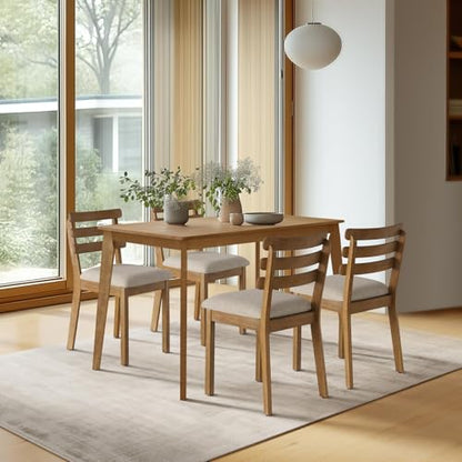SIMTONAL Farmhouse Dining Set (Oak, 4 Pcs Chairs) | Modern Wooden Dining Chairs for Home, Kitchen, Dining Room, Small Spaces - size: 4 Chairs
