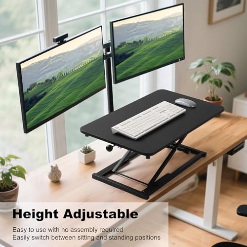 Standing Desk Converter Adjustable Height,Keyboard Riser for Stand Up Desk Riser,Computer Keyboard Stand for Desktop,Ergonomic Sit Stand Computer Workstations Black Size 23.6 Inch
