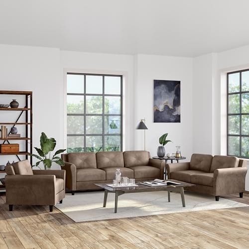 Studio Living Harrington 57.9" Loveseat, Transitional Modern, Pocket Coil Comfort, Easy Assembly, Microfiber Fabric, Brown - color: Brown, size: Loveseat