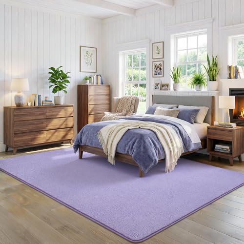 BENRON Soft Rug for Living Room 4x6 Light Purple, Area Rug for Bedroom Dorm | Minimalist, Low Pile Washabler Rug for Dining Table Kids boys Room Non Slip - color: Purple, size: 4' x 6' (Rectangular)