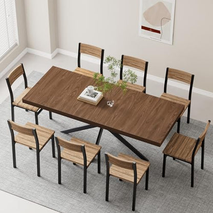 Extendable Dining Room Table for 4 6 8,55"-70" Kitchen Table Leaf,Walnut | Expandable Rectangle Dining Table,Wood Dining Table w/ Hidden Leaf & Storage, Space Saving, Kitchen Dining Living Room,Modern - color: Removable Leaf 55"-71" Walnut