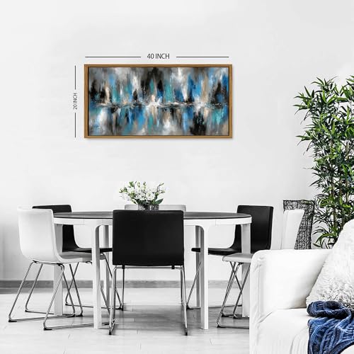 Black and Blue Abstract Wall Art Neutral Painting for Office Living Room Colorful Pastel Brush Stroke Poster Modern Contemporary Artwork Minimalist Canvas Framed Prints Bedroom Home Decorations 20x40 - color: Abstract, size: 20"L x 40"W