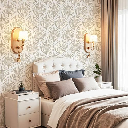 Safiyya Peel and Stick Wallpaper Modern Boho Contact Paper 590"x17.3" Self Adhesive Removable Wall Paper Beige Geometric Wallpaper for Bedroom Covering Vinyl Rolls - color: Beige, size: 17.3" x 590"