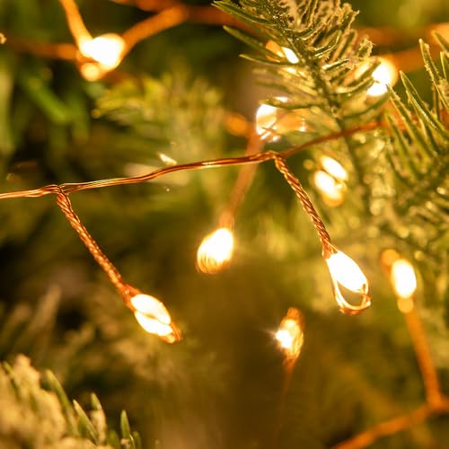 Fairy Lights Plug in, 33FT 300 LED for Christmas Decorations | Plug in Firecracker Lights with Remote, Warm White Indoor Cluster Starry Light for Bedroom Window Wedding Christmas Tree - size: 33FT 300 LED