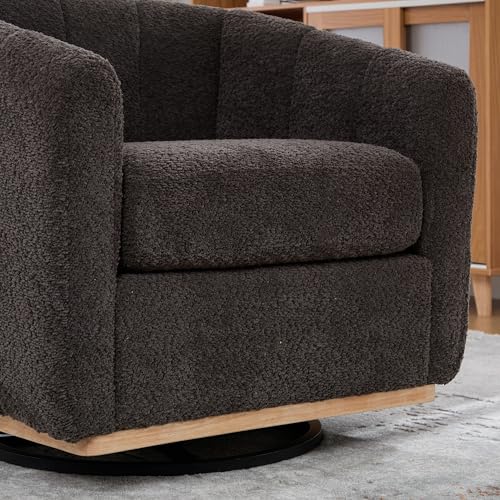 YaFiti Modern Swivel Accent Chair 1 pcs, Round Barrel Club Chair, Charcoal | Premium Chenille Fabric, High-resilience Foam, Solid Wood Base, 350lbs Capacity, Upholstered Armchair for Living Bedroom - color: Charcoal
