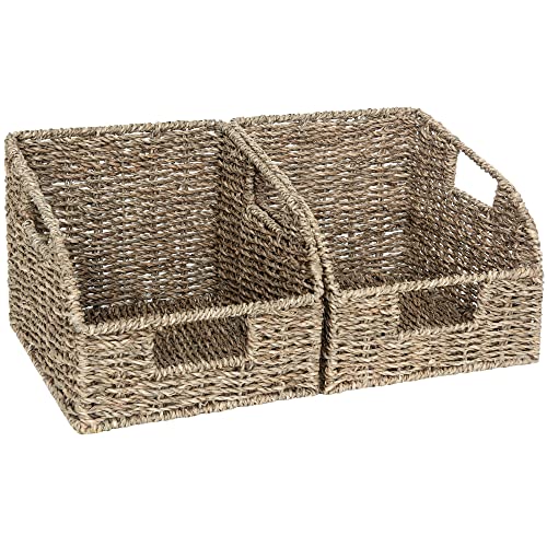 StorageWorks Seagrass Storage Baskets, Pantry Baskets, Natural, 2-Pack | Wicker Baskets for Organizing,Pantry Organizers and Storage,Seagrass Baskets,Pantry Storage Baskets,Wicker Basket for Storage - color: Natural(Seagrass), size: 2x 8½"L x 10"W x 7½"H