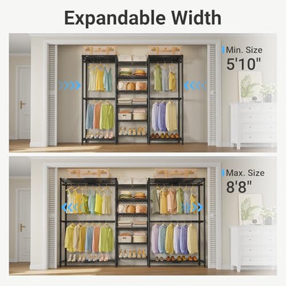 VIPEK X3 Plus Large Expandable Closet Rack Wardrobe Closet Organizer Black | Freestanding Clothes Racks with Adjustable Shelves and Hanger Rods from 5'10" to 8'8", Large Modular Closet Systems 1360LBS - color: Black, size: X3 Plus