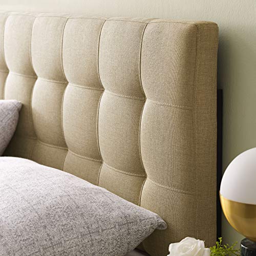 Modway Lily Tufted Linen Fabric Upholstered Full Headboard in Beige - color: Beige, size: Full