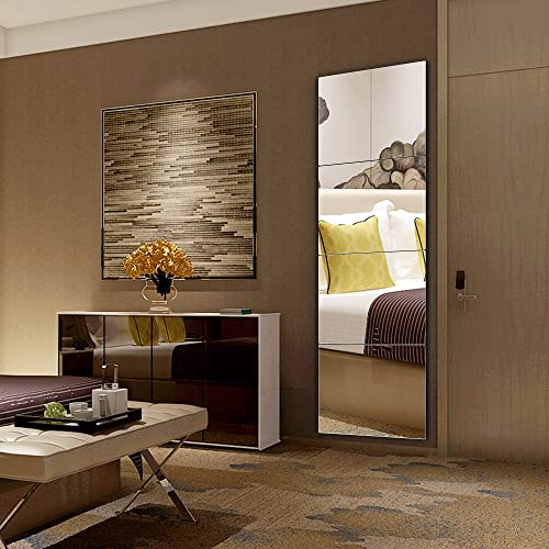 quegau Full Length Wall Mirror Tiles, Made of Shatterproof Plexiglass Acrylic (Large 15.5"x 15.5"x 4 Pcs); Non Glass Safety Mirror Great for Baby Kids Playroom, Bedroom, Door, Home Gym - size: 4PCS-15 x15 inches