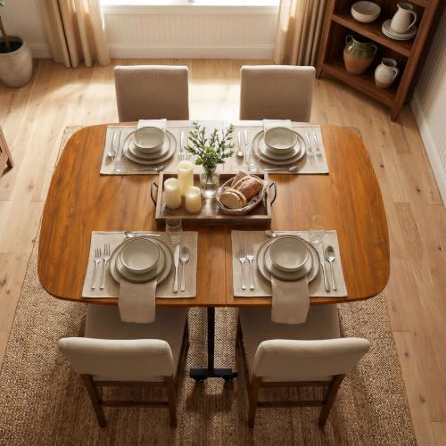 Multifunction Table Drop Leaf Dining Table - 47" Wooden Foldable Kitchen Table with 6 Wheels (Brown) - color: Brown