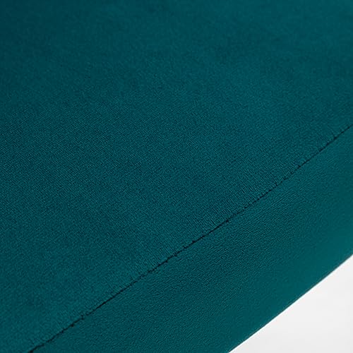 GDFStudio 30.71" Modern Velvet Accent Chair, Comfy Lounge Chair, Upholstered Side Chair with Channel Tufted Back, Gold Metal Legs, Armless Reading Chair for Living Room Bedroom Small Spaces, Teal Blue - color: Teal Blue + Polyester