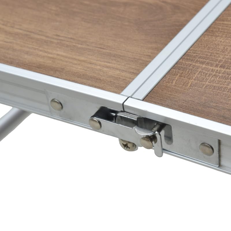 Small Folding Camping Table, 2ft Portable Picnic Table Aluminum 24" x 16" Folding Table, 3 Adjustable Heights Portable Lightweight Table Dining Table for RV, Picnic, Beach (Wood Pattern) - color: Wood Pattern