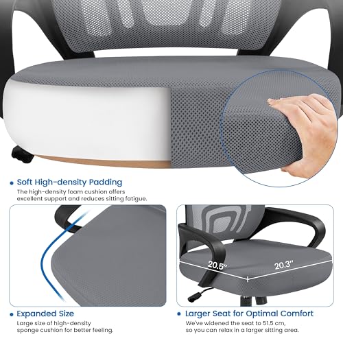 Yaheetech Mid Back Mesh Computer Office Desk Chair Adjustable Swivel, Dark Grey - color: Dark Gray