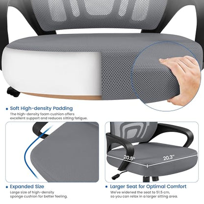 Yaheetech Mid Back Mesh Computer Office Desk Chair Adjustable Swivel, Dark Grey - color: Dark Gray
