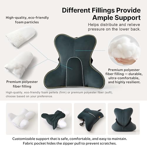Lumbar Support Pillow(Pat. Pend) for Lower Back Pain Relief – Multi-Functional Ergonomic Lumbar Cushion, Reading Pillow for Office Chair, Car Seat & Sofa,Charcoal Gray - color: Charcoal Gray