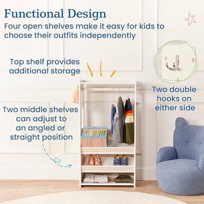 ECR4Kids TrendiTot Clothing Rack, Kids Wardrobe, White Wash - color: White Wash