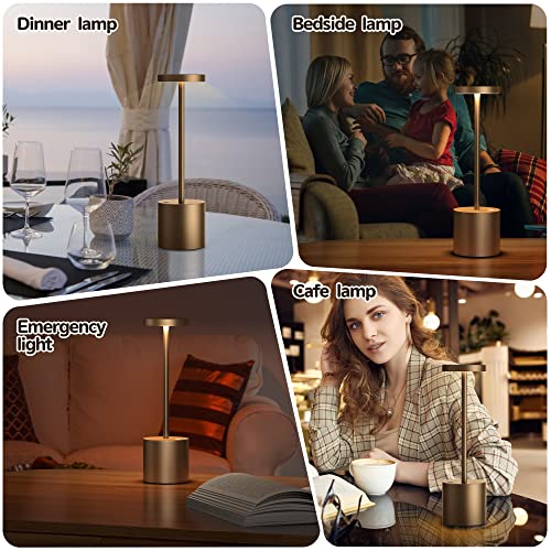 2Pack Cordless Table Lamp, Rechargeable LED Battery 5000mAh Metal USB Portable Powered Desk Lamp, 3 Levels Brightness Light for Restaurants Outdoor (2pack 10.25in Titanium) | Battery 5000mAh Metal USB Portable Powered Desk Lamp, 3 Levels Brightness Light
